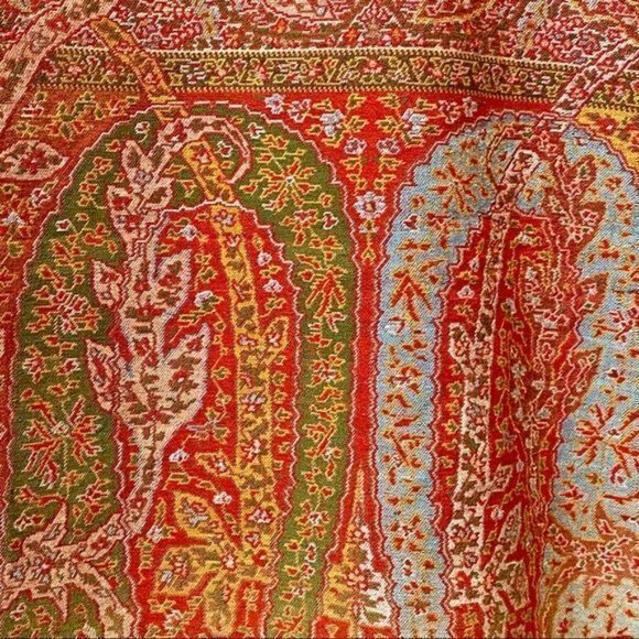 1800’s Wool Paisley Shawl -extra large! 146” x 64” - Picture 8 of 16